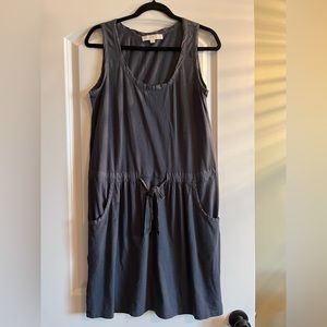 Loft Women’s Size Medium Charcoal Sleeveless Cotton Blend Pocket Dress